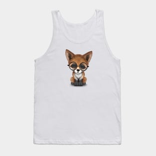 Cute Red Fox Cub Wearing Glasses Tank Top